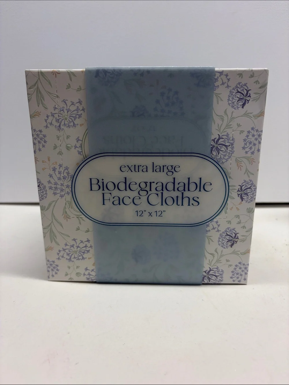 Biodegradable Face Cloths - Extra Large White & Blue